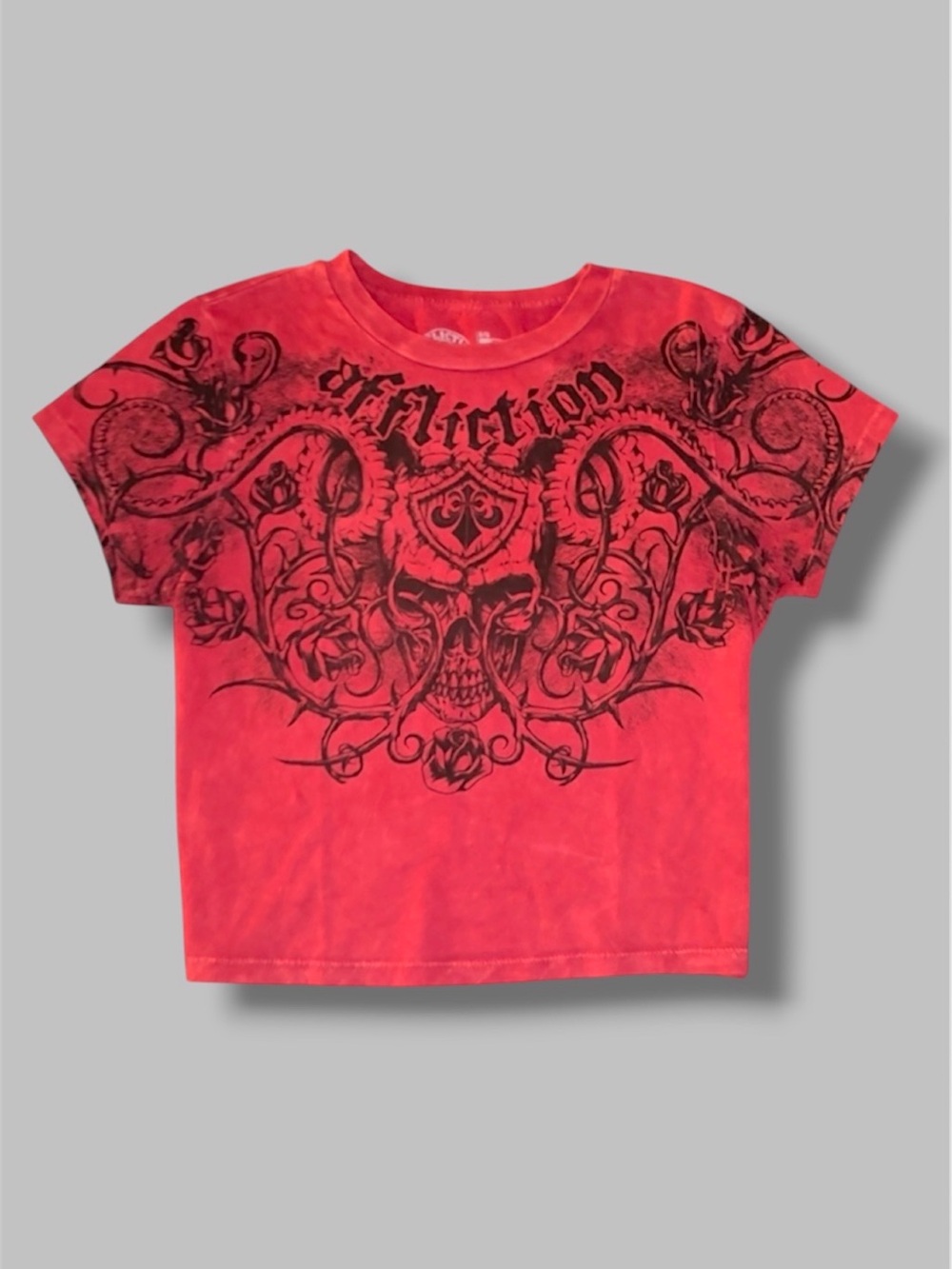 Affliction Womens' Red Graphic Baby Tee